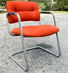 A Vintage Steelcase Chrome And Upholstered Arm Chair