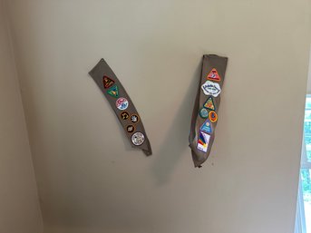 Two Girl Scout Banners With Patches