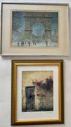 Signed Framed Color Architectural Photo & Washington Square Arch Print