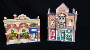 Department 56 Snow Village Village Vet And Pet Shop & Print Shop And Village News With Boxes