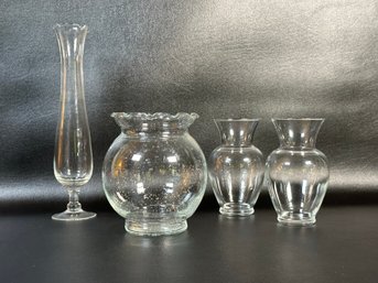 A Selection Of Vases In Clear Glass