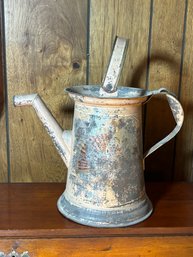 A LARGE TOLEWARE OIL OR WATERING CAN
