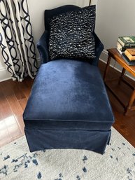 Beautiful Blue Velveteen Covered Chaise