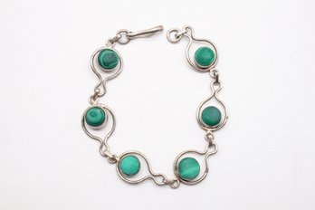 Silver Bracelet W/ Green Stones