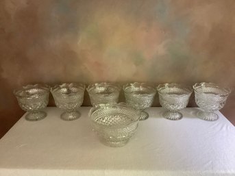 Vintage Scalloped Rim Pedestal Glass Bowls