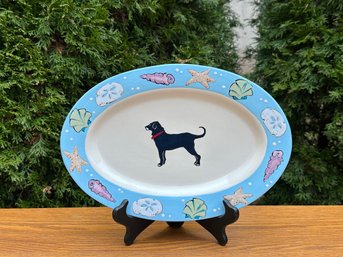 Handpainted Black Dog Platter
