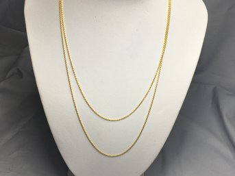 Fantastic Brand New 925 / Sterling Silver 36' Rope Chain With 14K Gold Overlay - Very Delicate - Made In Italy