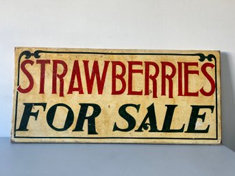 Strawberries For Sale - Painted Wooden Sign