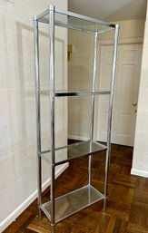 Milo Baughman Style Mid Century Glass And Chrome Tubular Etagere