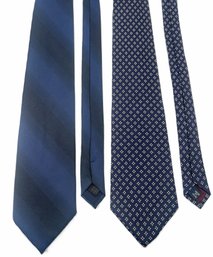 Navy Ties- Giacomo De Senese Milano Silk Striped And Polo Ralph Lauren White Dotted