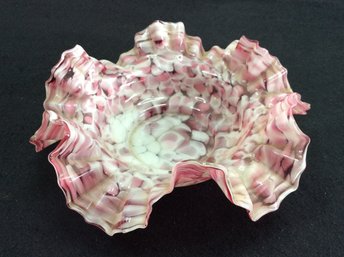 PINK FENTON RIPPLED GLASS BOWL