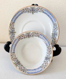 (7) Tice & Gates For Ahrenfeldt Limoge French Porcelain Dessert Bowls And Saucers