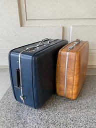 Pairing Of Vintage Marbleized American Tourister Hard-sided Suitcases