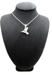 Amazing Italian Sterling Silver Bird In Flight Pendant Necklace