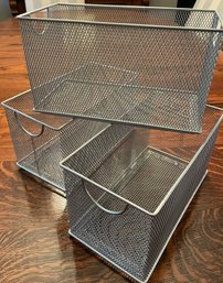 Trio Of Metal Mesh Organizer Baskets