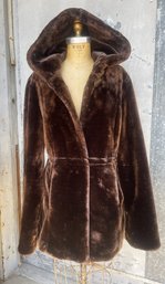 Dennis By Dennis Basso- Luxurious Faux Fur Coat With Hood- NOS