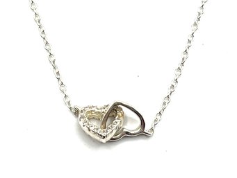 Sterling Silver Two Hearts Entwined Necklace