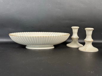 Vintage Lenox Centerpiece Bowl & Candlesticks