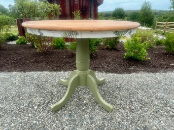 Decorative Pedestal Table With Fern And Butterfly Design