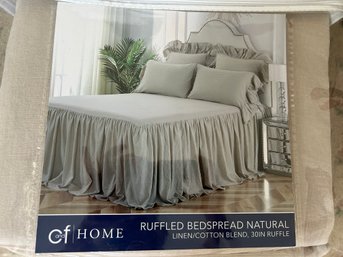 New In Package C And F Home Ruffled Tan/Natural Queen Bedspread