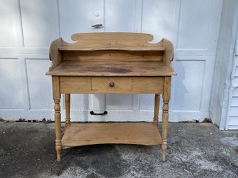 Vintage English Pine Desk With Drawer