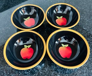 Set Of 4 Heartfelt Kitchen Creations Bowls With Apple Motif 5.5' Diameter