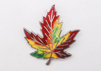 Vintage B.M. Co Sterling Enamel Maple Leaf Beautiful Colors