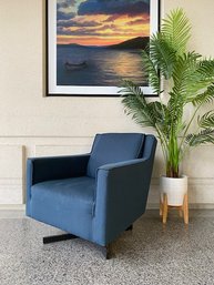Mid Century Style Mid Height Blue Swivel Lounge Chair