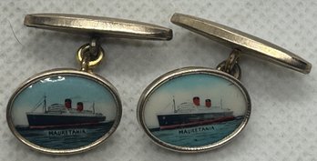 Rare 1939 RMS MAURITANIA Gold-plated Cufflinks- Sold During The Vessel's Initial Launch