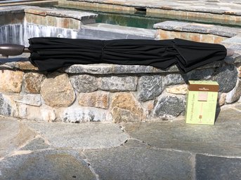 (1 Of 2) BALLARD DESIGNS 8' Foot Black Umbrella With Sunbrella Fabric & Brand New Veranda Collection Cover