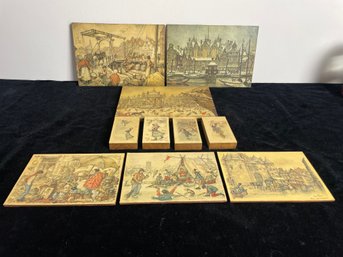 Set Of Historical Landscape Lithograph Reproduction Prints