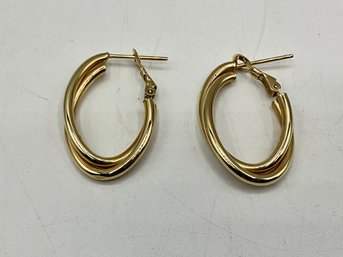 Beautiful 14K Gold Double Hoop Earrings (A)