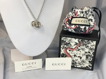 Amazing Genuine Unisex $490 GUCCI GG Toggle Necklace - Sterling Silver/ 925 - With Box - Pouch - Booklet