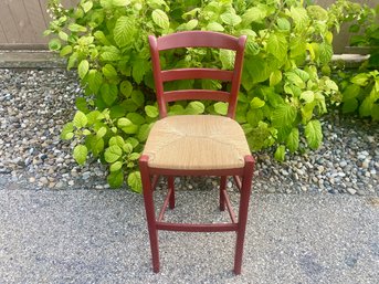 Red Pottery Barn Rush Seat Bar Chair / Stool