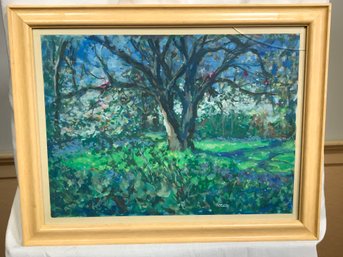 Original James Pascucci Oil On Board Painting - Grass & Trees - Cracked Glass - SKU: AA7710486