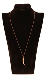 14K 585 Rose Gold  Horn Pendant Necklace With Pave Diamonds    5.5 Grams