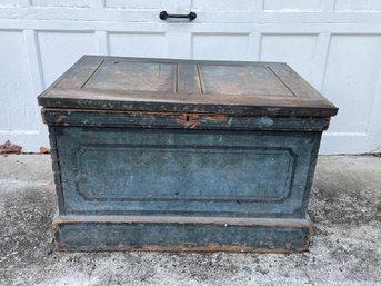 Large Antique Painted Tool Box Carpenters Chest