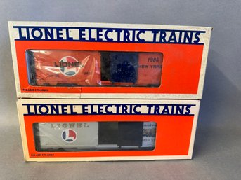 NIB Lionel Trains: 85th Anniversary Box Car & Lionel Lines Box Car, 6-9484 & 6-9492