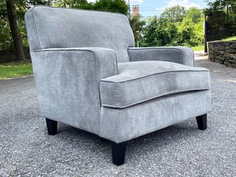 A Handsome Modern Upholstered Arm Chair In Slate Grey Chenille