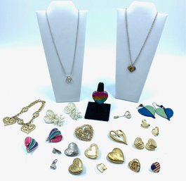 Large Collection Of Heart-themed/motif Jewelry - 20 Pieces