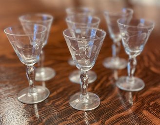 Set Of 7 Antique Cordial Glasses