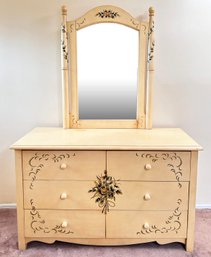 A Faux Painted Dresser With Mirror