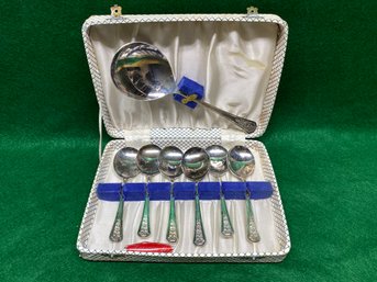 Vintage Tableware Ltd Dublin (6) Soup Spoons And Serving Spoon With Floral Pattern In Original Hinged Box.