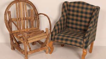 SET OF 2 HANDMADE VINTAGE DOLL CHAIRS