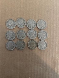 Vintage Lot Of 12 Buffalo Nickels 1934-1937 With Various Mints