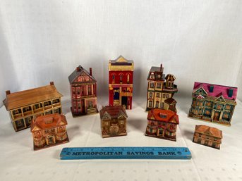 Vintage Victorian Style Straw Houses Trinket Boxes Meow REO