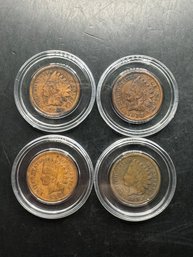 4 Indian Head Pennies 1893, 1898, 1899, 1901