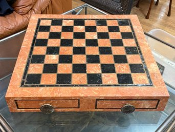 A Vintage Marbelized Wood Chess Set 'Raj' By The Franklin Mint