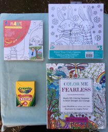 3 Art Kits - Color Me Fearless Zen Coloring Book W/ Crayons & 2 Oil On Canvas Painting Kits