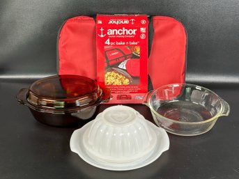 New/Old Stock Anchor Bake-n-Take, Vintage Tupperware Jell-O Mold & More